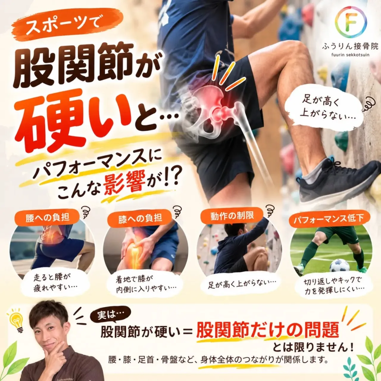 スポーツで股関節が硬い…それ、股関節だけの問題?🤔